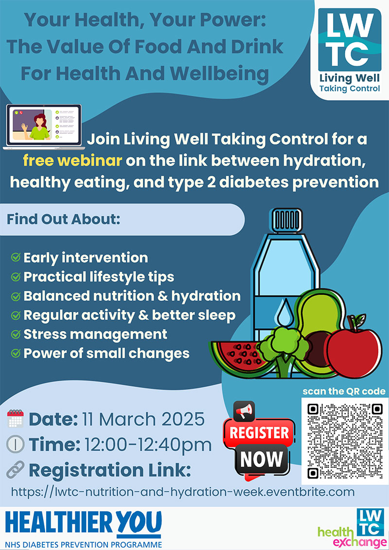 FREE Nutrition and Hydration Webinar - 11 March 2025 12.00 - 12.40pm